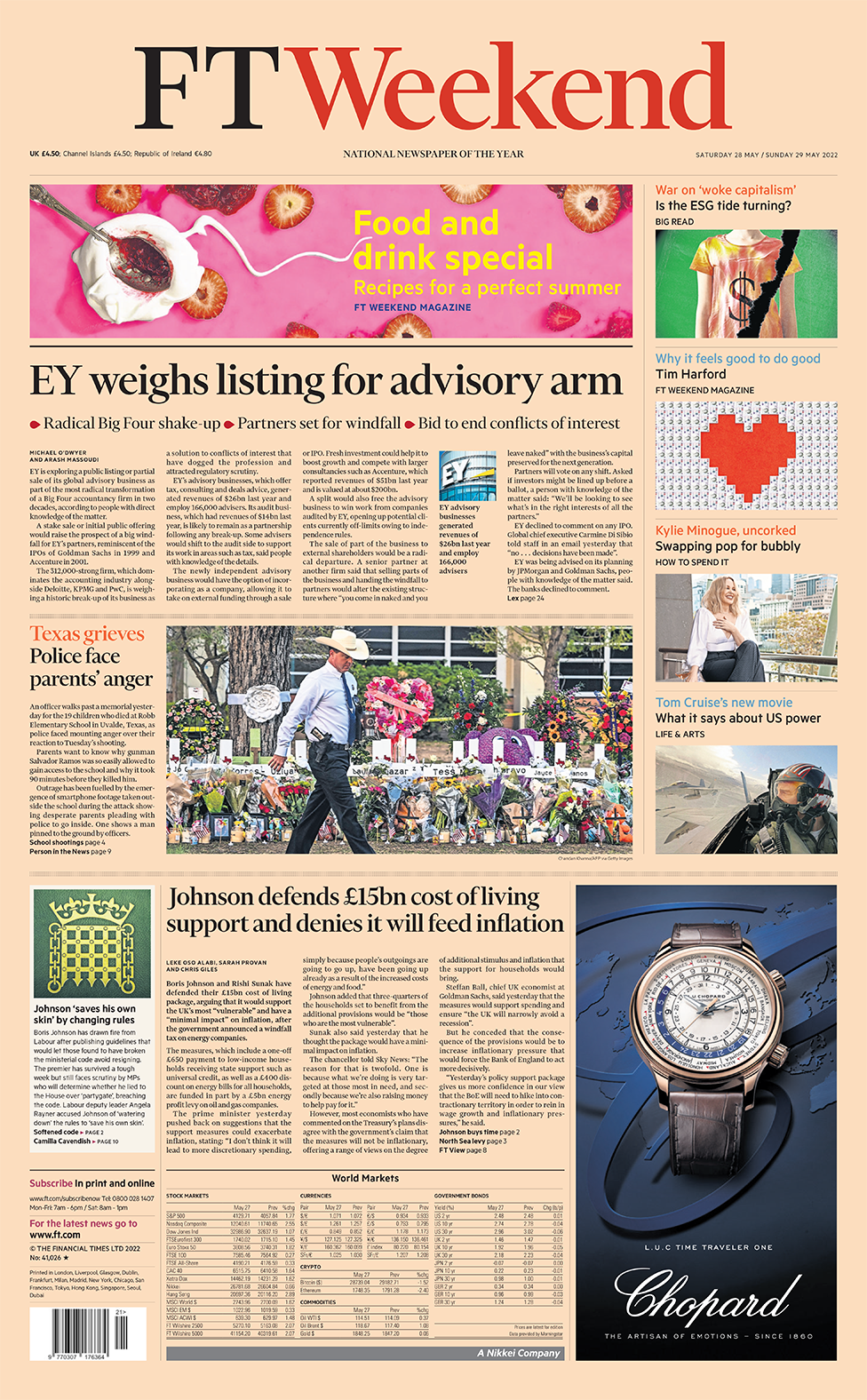 The headline in the Financial Times reads: "EY weighs listing for advisory arm"