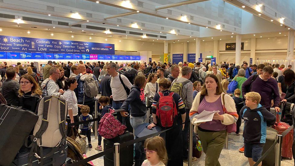 Queues at Gatwick airport on Friday